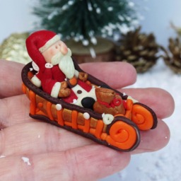 Christmas Santa Claus, Christmas Gift, Christmas Polymer Clay Gift, Polymer Claus, Santa Claus Gift, Reindeer Figurines - thumbnail 4
