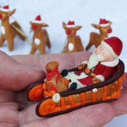 Christmas Santa Claus, Christmas Gift, Christmas Polymer Clay Gift, Polymer Claus, Santa Claus Gift, Reindeer Figurines - thumbnail 3