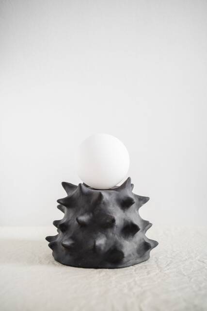Designer Lamp For Bedside & Livingroom Minimalist, Unique Textured Handmade Ceramic - image 1