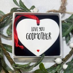 Godmother Heart Shaped Christmas Hanging Ornament - thumbnail 2