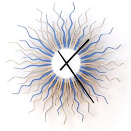 Large Blue Silver Sunburst Wall Clock - Handmade Modern Statement Decor Medusa Arctic - thumbnail 3