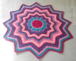PDF Pattern Crocheted 12-Pointed Star Blanket Shake Your Bon Pink Turquoise & Raspberry Design - thumbnail 2