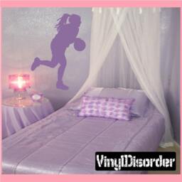 Girl Dribbling Basketball Vinyl Wall Decal Or Car Sticker - Basketballst029Et - thumbnail 1