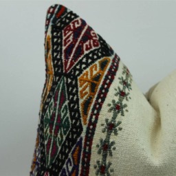 Vintage Turkish Kilim Pillow Cover Hand-Spun Wool, Bohemian Cushion - 16x16 Inch - thumbnail 3