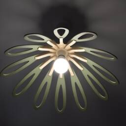 Olive Green Pendant Light - Birch Plywood Lampshade Handmade in Yorkshire 12 Petal Design - thumbnail 3