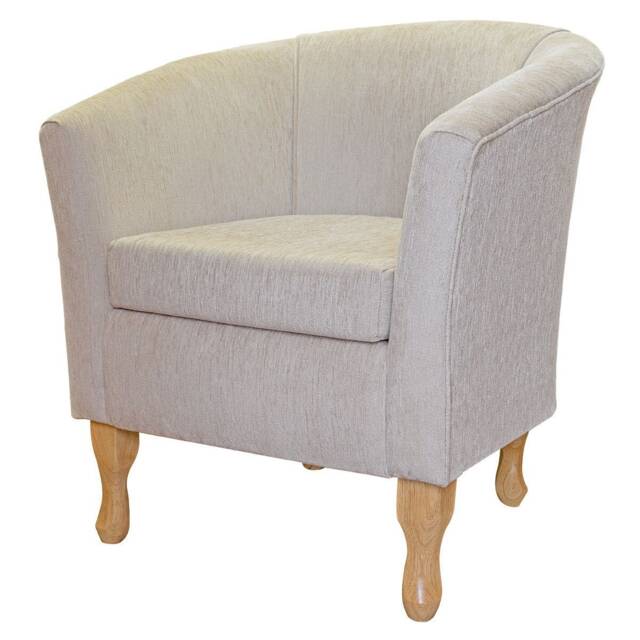 Beige Handmade Tub Chair - Luxury Accent Woburn Plain Fabric British Bespoke Made - image 1