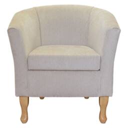 Beige Handmade Tub Chair - Luxury Accent Woburn Plain Fabric British Bespoke Made - thumbnail 2