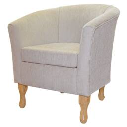 Beige Handmade Tub Chair - Luxury Accent Woburn Plain Fabric British Bespoke Made - thumbnail 1