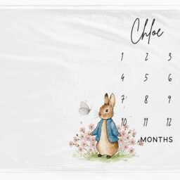 Personalised Girl Milestone Blanket Bunny Monthly Photo Prop - thumbnail 2