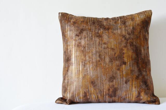 Super Glam Brown Velvet Pillow Cover With Metallic Gold & Silver Foil Print , 18 X Inch Decor - image 1