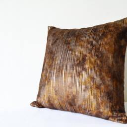 Super Glam Brown Velvet Pillow Cover With Metallic Gold & Silver Foil Print , 18 X Inch Decor - thumbnail 3