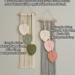 Leaves Wall Art, Boho Room Decor, Botanical Macrame Gift For The Home, Hanging, Nature Art V24 - thumbnail 3