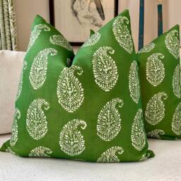 Peter Dunham Indoor/Outdoor Kashmir Paisley in Green Pillow Cover(S - thumbnail 3