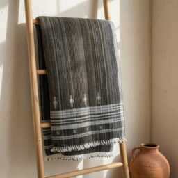 Brown Indian Wool Throw Blanket, Handwoven Sofa Coverlet & Rustic Bed Runner - Spinel - thumbnail 4