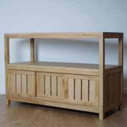 Hand-Crafted Solid Oak Bathroom Vanity Unit - Minimalist Wash Stand, Sliding Doors Clear Finish - thumbnail 3