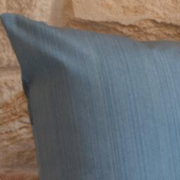 Blue Pillow Cover, Floral Anaglyph Cream Gold Flowers, Leaves, 18x18 - thumbnail 3