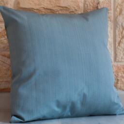 Blue Pillow Cover, Floral Anaglyph Cream Gold Flowers, Leaves, 18x18 - thumbnail 4