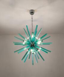 Murano Glass Sputnik Green Triedri Chandelier