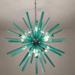 Murano Glass Sputnik Green Triedri Chandelier - thumbnail 3