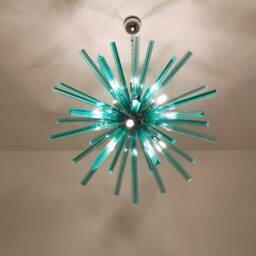 Murano Glass Sputnik Green Triedri Chandelier - thumbnail 4