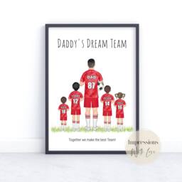 Fathers Day Gift, Personalised Family Football Print, Dads Dream Team, Daddy, Dad Birthday Gifts For Him, Men, From Kids, Children - thumbnail 2