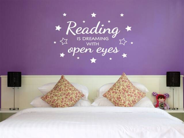 Reading Is Dreaming Wall Art Sticker, PVC Decal, Modern Transfer, Bedroom Quotes - image 1