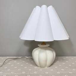 Handmade Ivory Ceramic Table Lamp With White Fabric Shade - thumbnail 3