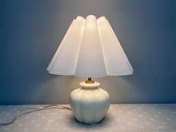Handmade Ivory Ceramic Table Lamp With White Fabric Shade - thumbnail 1