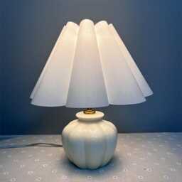 Handmade Ivory Ceramic Table Lamp With White Fabric Shade - thumbnail 2