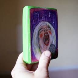 Singing Out Loud Singer, Known Song, Carefree Singing, Passion For Singing. Original Drawing On Wood, Ready To Hang - thumbnail 3