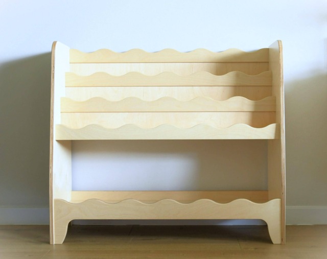 Scalloped Montessori Bookshelf Plywood Kids Book Storage - image 1