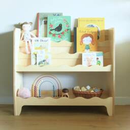 Scalloped Montessori Bookshelf Plywood Kids Book Storage - thumbnail 2