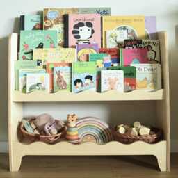 Scalloped Montessori Bookshelf Plywood Kids Book Storage - thumbnail 3
