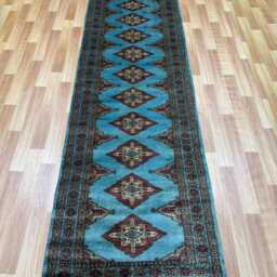 2.6x9 Maya Blue Bokhara Rug - 0.80x2.75 cm Hallway Stairs Bukhara Runner Woolen Afghan - thumbnail 2