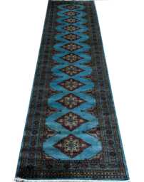 2.6x9 Maya Blue Bokhara Rug - 0.80x2.75 cm Hallway Stairs Bukhara Runner Woolen Afghan - thumbnail 1