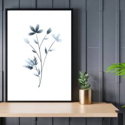 Set Of 3 Navy Blue Botanical Wall Art Prints, Dusky Floral Living Room Posters, Pictures, Bedroom Art, Kitchen Prints - thumbnail 2