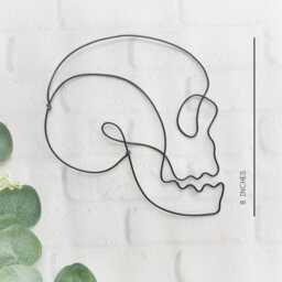 Human Skull Wire Sculpture Wall Hanging Single Line Art Decoration Macabre Decor Minimalist Simple Modern Witchy Vibes Goth Gothic Skeleton - thumbnail 2
