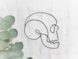 Human Skull Wire Sculpture Wall Hanging Single Line Art Decoration Macabre Decor Minimalist Simple Modern Witchy Vibes Goth Gothic Skeleton - thumbnail 1