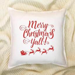 Merry Christmas Y'all Pillow Cover Farmhouse Holiday Decor - thumbnail 2