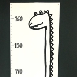 Dinosaur Wall Height Chart - Dino Monochrome Kidsroom 1st Birthday Gift Chidrens Room Ink Drawing - thumbnail 3