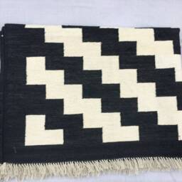 4x6 Black & White Cotton Rug - Popular Design Handmade - thumbnail 4