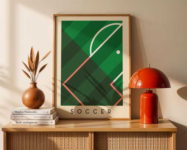 Football Art Print - Minimalist Sports Wall Bold Geometric Soccer Poster - image 1