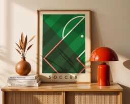 Football Art Print - Minimalist Sports Wall Bold Geometric Soccer Poster - thumbnail 1