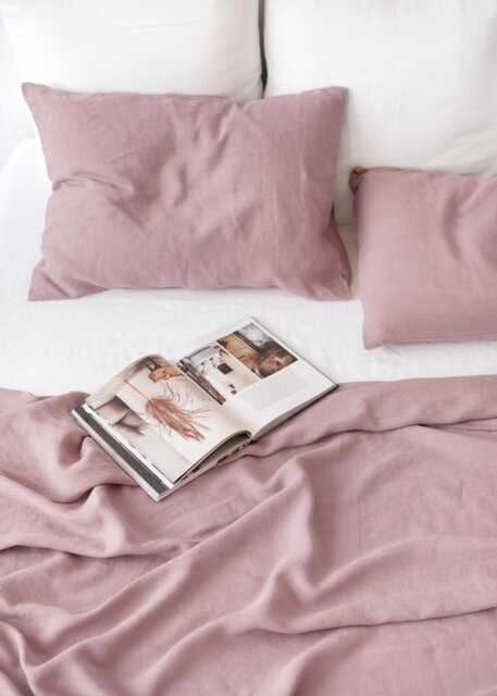 Woodrose Linen Flat Sheet - Soft Dusty Pink Bedding Stonewashed Natural Flax Layer Breathable Year-Round Queen King Sizes - image 1