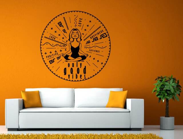 Good Vibes Yoga Meditation Namaste Medallion Lotus Position Pose Diy Wall Stickers Decals Vinyl Mural Decor Art L2156 - image 1