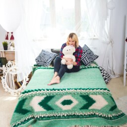 Pastel Green Wool Coverlet Bedroom Blanket - thumbnail 2