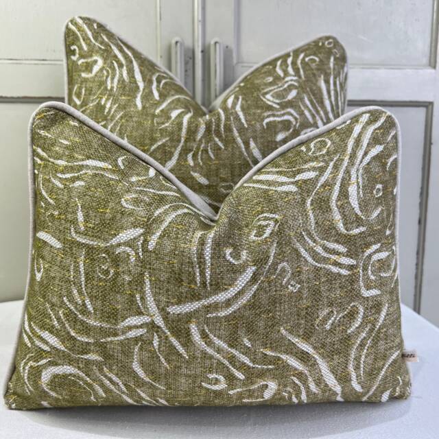 Cushions Made in Fermoie Pebble Decorative Neutral Green Cotton Cushion Pillow Throw Cover - image 1