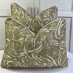 Cushions Made in Fermoie Pebble Decorative Neutral Green Cotton Cushion Pillow Throw Cover - thumbnail 1