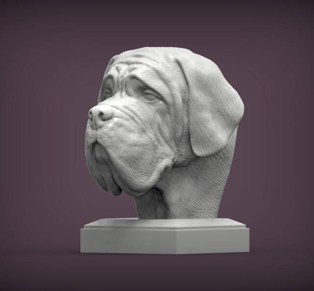 3D Printed Mastiff Bust Pet Memorial Dog Figurine - image 1