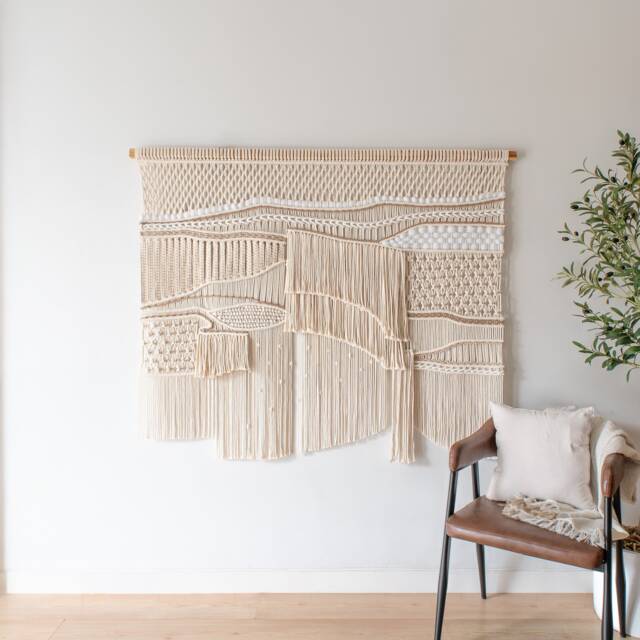 Bedroom Macrame Wall Hanging, Unique Hanging Art, Scandinavian Art Tapestry, Above Headboard Decoration, Large Woven - image 1